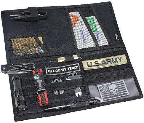 WYNEX Car Sun Visor Organizer with Double-Sided Folding MOLLE Panel, Auto Sun Visor Storage for Essentials &amp; Tactical Gear, Compatible with Cars, Pickup, Trucks, Vans, SUVs