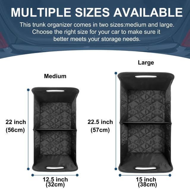 Deosk Collapsible Car Organizer with 6 Pockets, 50L Multi-Compartment Trunk Organizer, Accessories for Women/Men - Blue