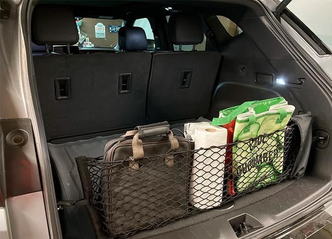 Rear Trunk Organizer Cargo Net for Cadillac XT5 2017-2026 – Envelope Style Cargo Net for SUV–Premium Mesh Elastic Car Trunk Organizer Vehicle Carrier Storage–Compatible with Caddy XT5