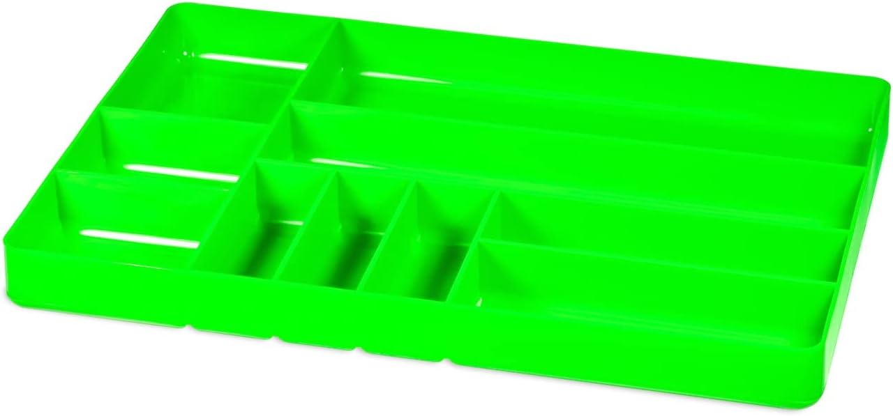 Ernst Manufacturing 10 Compartment Drawer Organizer: Heavy Duty Stackable Tray for Automotive Garage Tool Organization - Low-Profile Toolbox Storage - Nuts and Bolts, Tools, Parts, Easy to Clean - Red