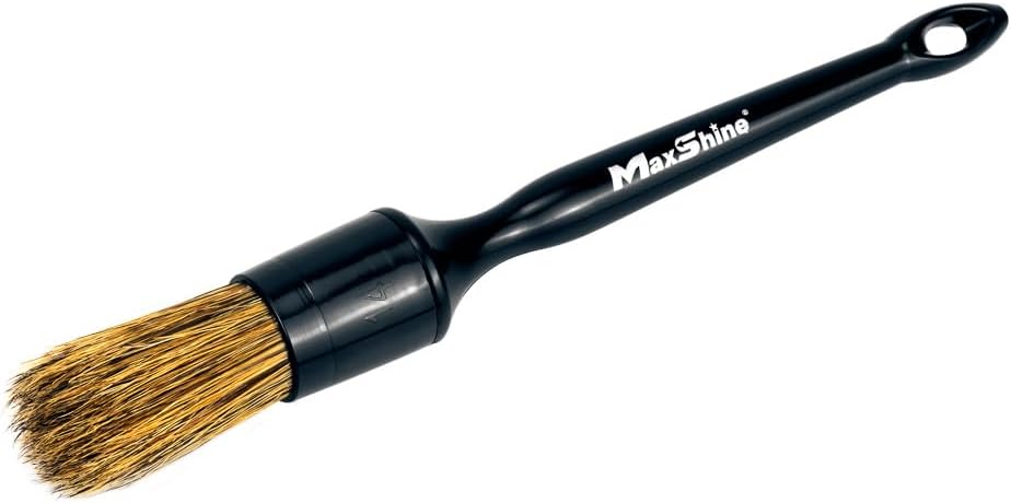 Maxshine Universal Premium Natural Boar’s Hair Detailing Brush #14 – Plastic Handle with No-Shed Bristles – Ideal for Cleaning Engines, Wheels, Interiors, Air Vents & More