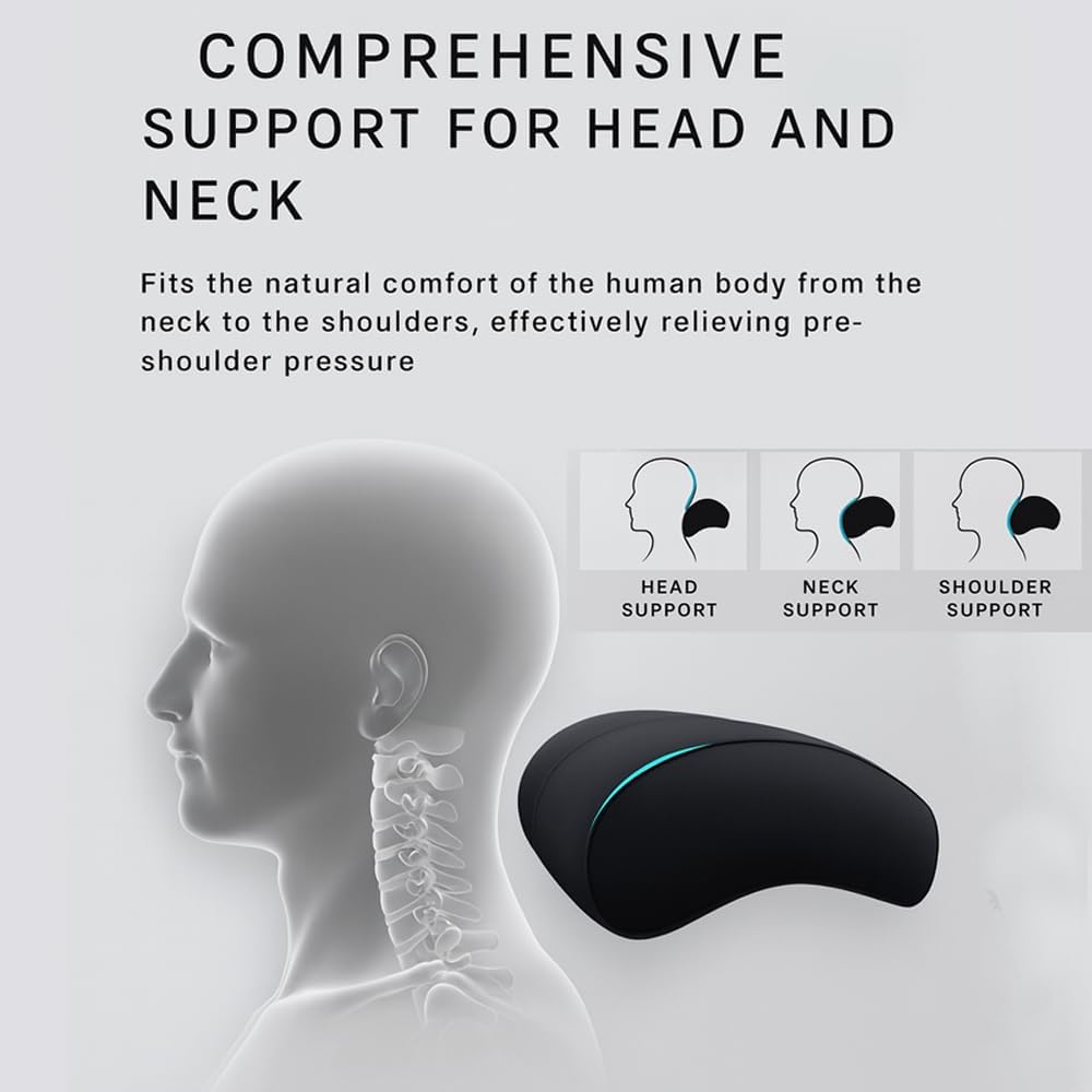 Car Headrest Neck Pillow Support Ergonomic, with Valve Stem Covers Accessory for Driving Seat Fatigue Relief Compatible with Model S X 3 Y & Cybertruck - 1 Piece