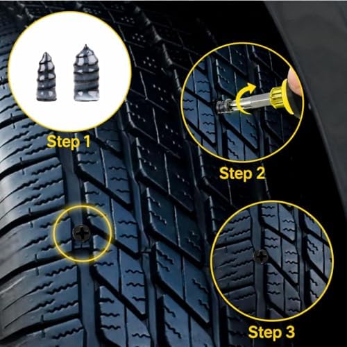 Emergency Tire Plug Kit for Cars, Trucks, Motorcycles – 30 Tire Plugs (2 Sizes), Phillips Screwdriver & Canvas Tool Pouch