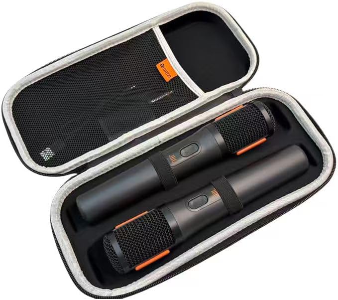Wireless Microphone Case for JBL Wireless Two Microphone System & PartyBox Wireless Mic, Hard EVA Mic Carrying Case, Dual Mic Bag with EVA Hard Compatible with 10.25-inch Mic - Case Only
