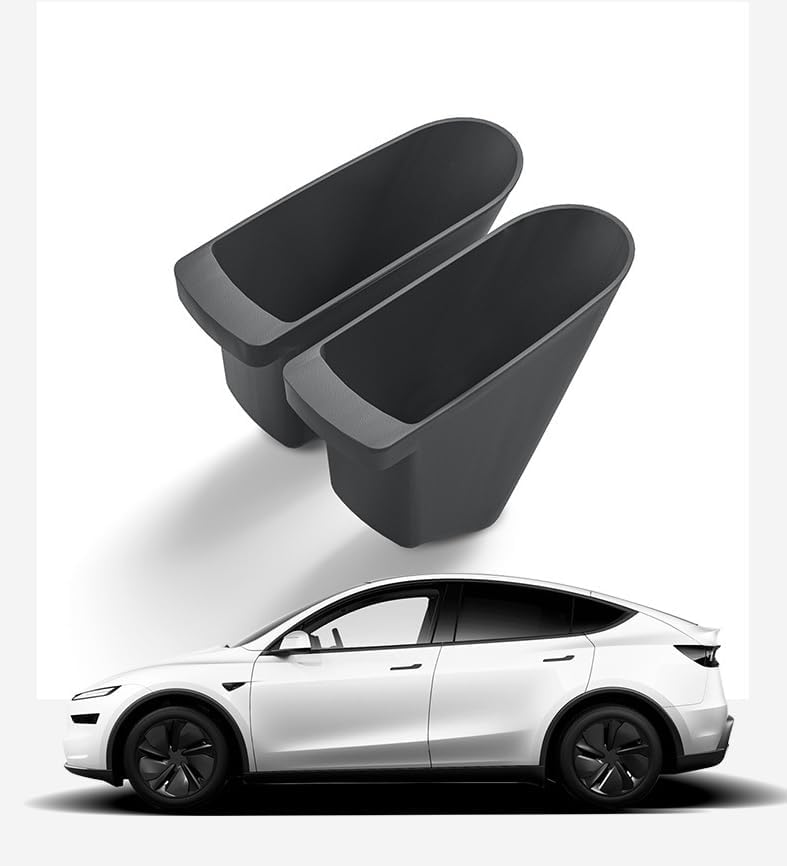 for Tesla Model 3 2023 2024 2025 Trash Can Front Door 2PCS Side Door Trash Bin, Waterproof TPE Auto Garbage Bin, Portable Side Door Insert Mount, Interior 2023 2024 2025 Tesla Model 3 Accessories