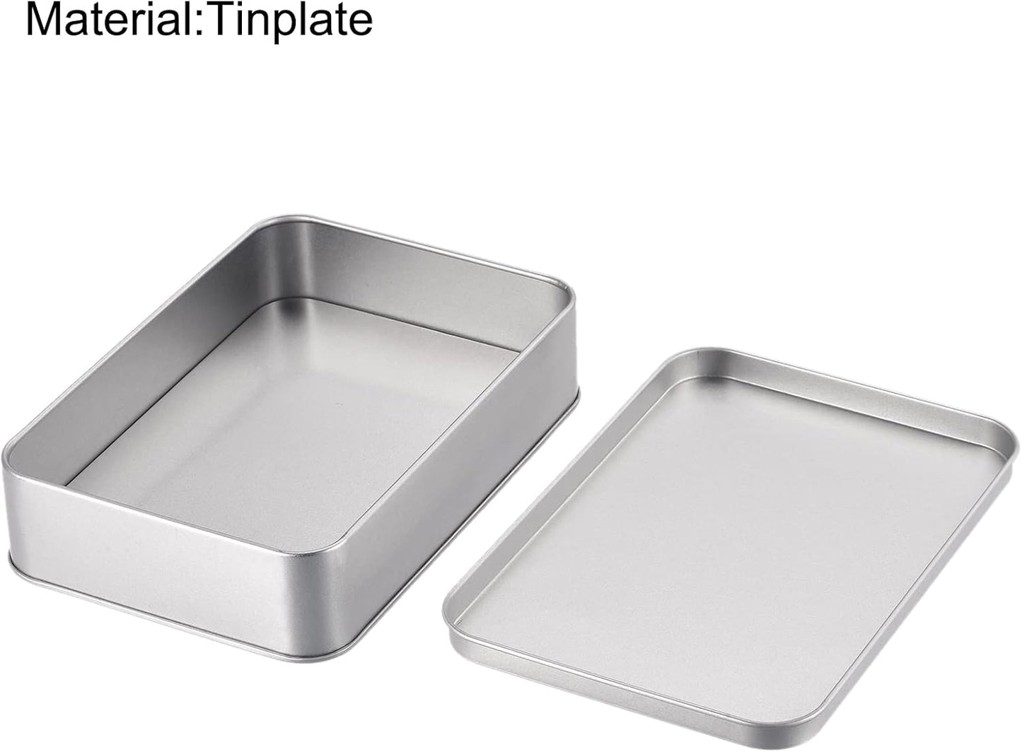 uxcell Metal Tin Box, 6.3" x 4.33" x 1.38" Rectangular Empty Tinplate Containers with Lids, Silver Tone, for Home Organizer, Candles, Gifts, Car Keys, Crafts Storage (Pack of 2)
