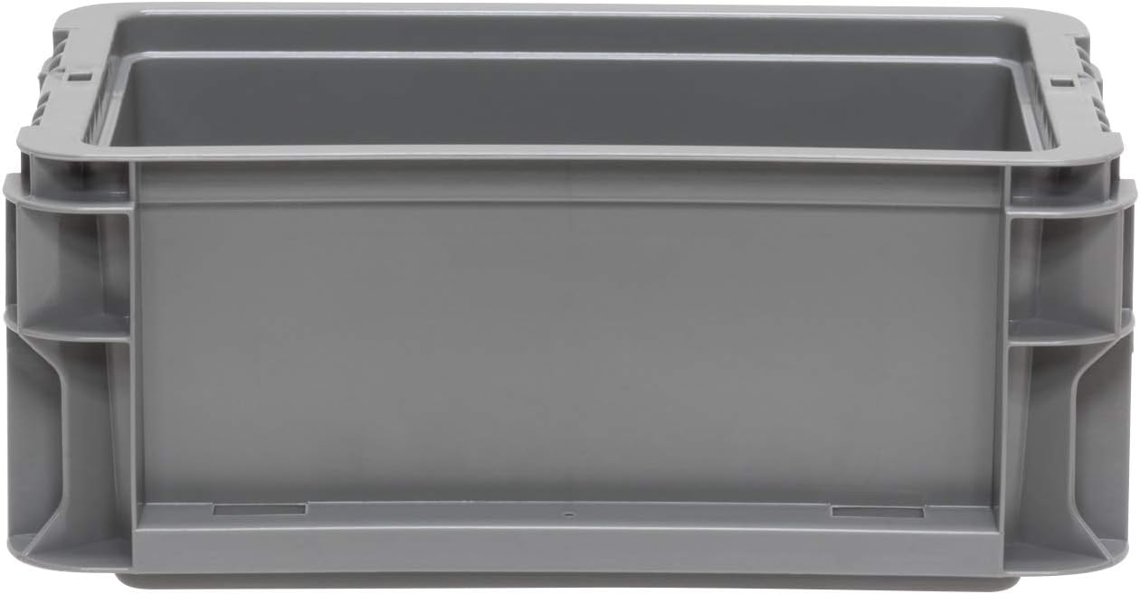 Buckhorn SW120705F101000 Plastic Straight Wall Storage Container Tote, (12-Inch x 7-Inch x 5-Inch), Light Gray