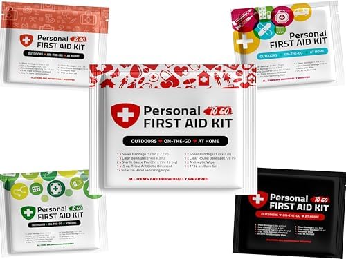Portable Travel Size First Aid Kit - Assorted Pack | Perfect for Home, Office, Car, School, Business, Travel, Hiking, Hunting, and Outdoors | Individually Wrapped First Aid Products (5)