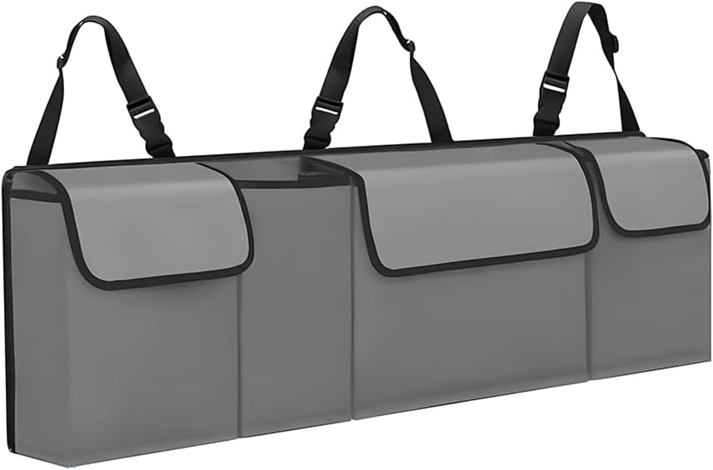 Car Trunk Organizer, Waterproof Backseat Hanging Large Storage with Adjustable Straps, Collapsible Cargo Bag with 4 Pockets, Car Interior Accessories for Truck, SUV, MPV (Gray)