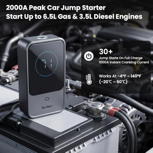 10000mAh Jump Starter 2000A 12V Battery Booster with LCD Display