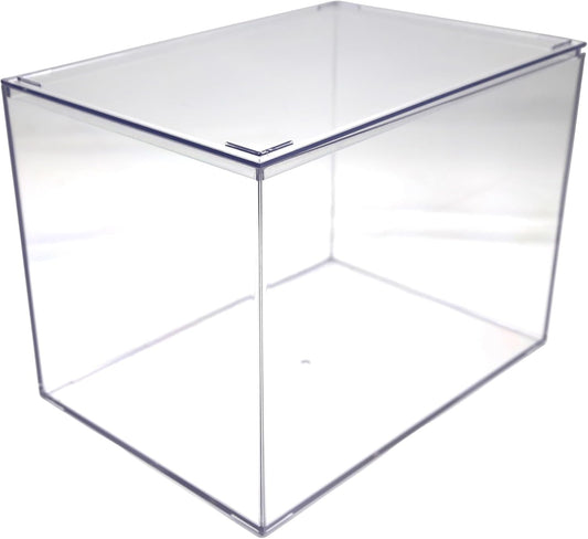 4-Pk Clear Acrylic Display Case with Lid, 12.5x8.5x8.5in, Memorabilia Box | Large 12.5x8.5x8.5 clear box for signed memorabilia, dioramas or shoe &amp; purse storage. Stackable, made in USA.