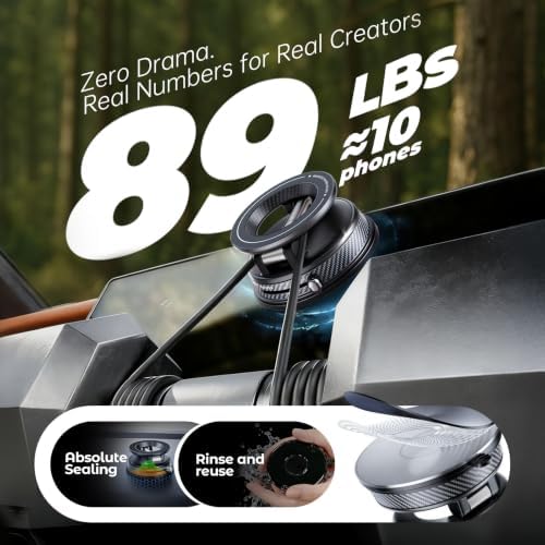 Vacuum Magnetic Car Phone Holder, Strong Suction Cup Mount with Secure Lock