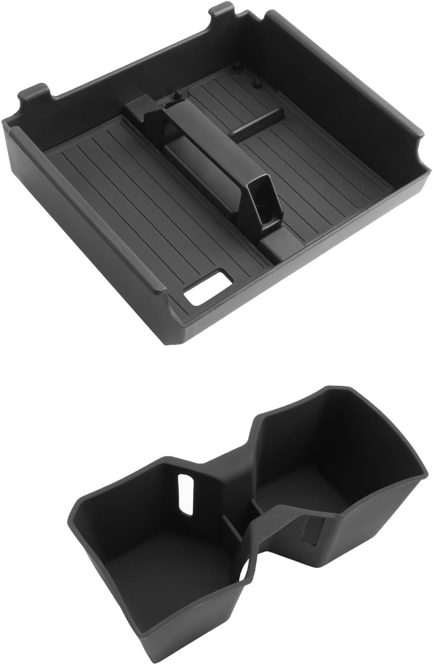 For 2Pcs Center Console Armrest Organizer Tray ABS Materials& Silicone Cup Holder Insert Compatible with 2025-2026 Toyota 4runner - 6th Gen 4Runner