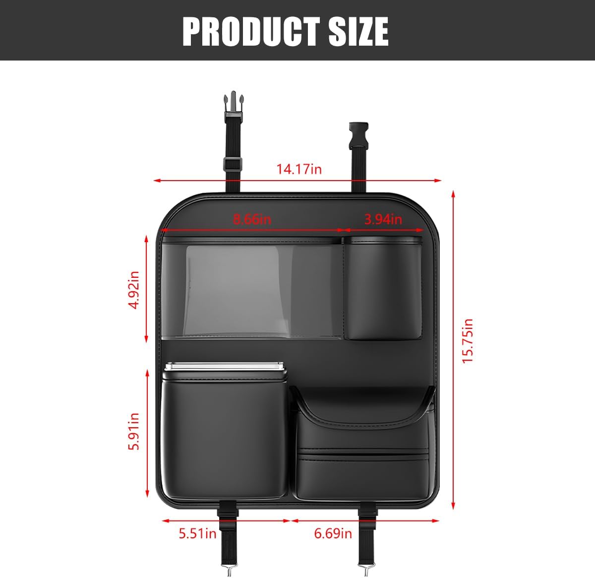Car Backseat Organizer, 4 Storage Pockets Vehicle Back Seat Protector Kick Mat with Touch Screen Tablet Holder, Automotive Travel Storage Accessories, Universal for Truck SUV RV