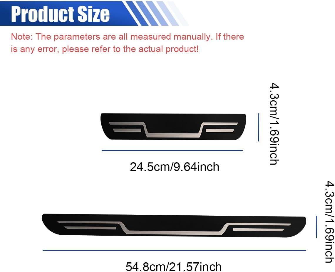 Craedli 4PCS Car Door Sill Protector Sticker, Stainless Steel Auto Door Edge Guard, Anti-Scratch Door Sill Threshold Protection Strip, Universal Car Interior Decoration for Sedan SUV (Black-Mirrored)