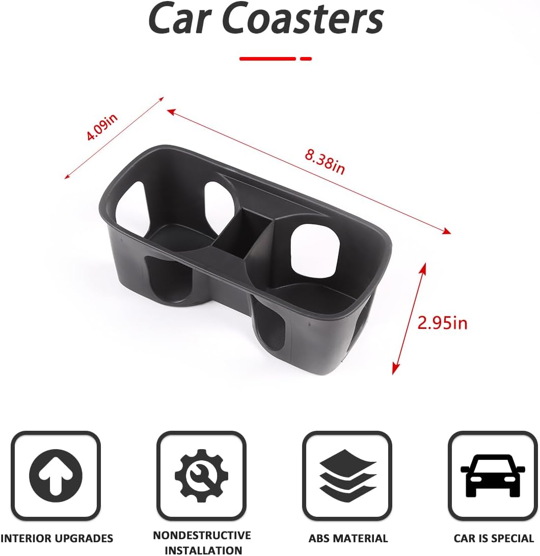 Black Center Console Cup Holder Compatible with Land Rover Defender 90 110 130 2020-2024 Car Cup Holder Expander Storage Box，Drink Cup Holder Organizer Accessories (for Defender 2022-2024)