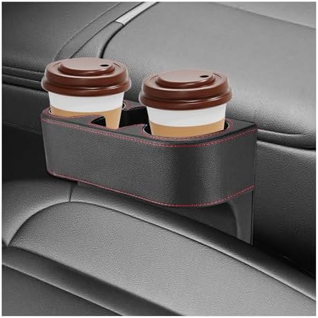 Car Seat Organizer Cup Drink Holder, Multifunctional Auto Console Side Organizer with 2 Cup Holders, Front Seat Gap Filler Interior Drink Holder Storage Box for Most Vehicles (Black)