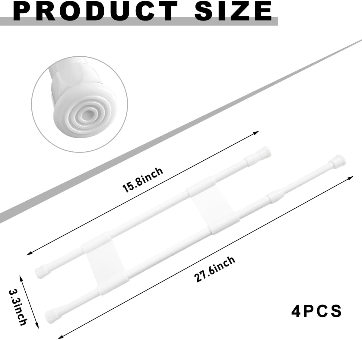 Yourkar 4 PCS Double RV Refrigerator Bar, 15.8-27.6 Inches Metal Non-Slip Adjustable RV Fridge Tension Rods, RV Fridge Bars for Holding Food Drinks in Place, Car Accessories