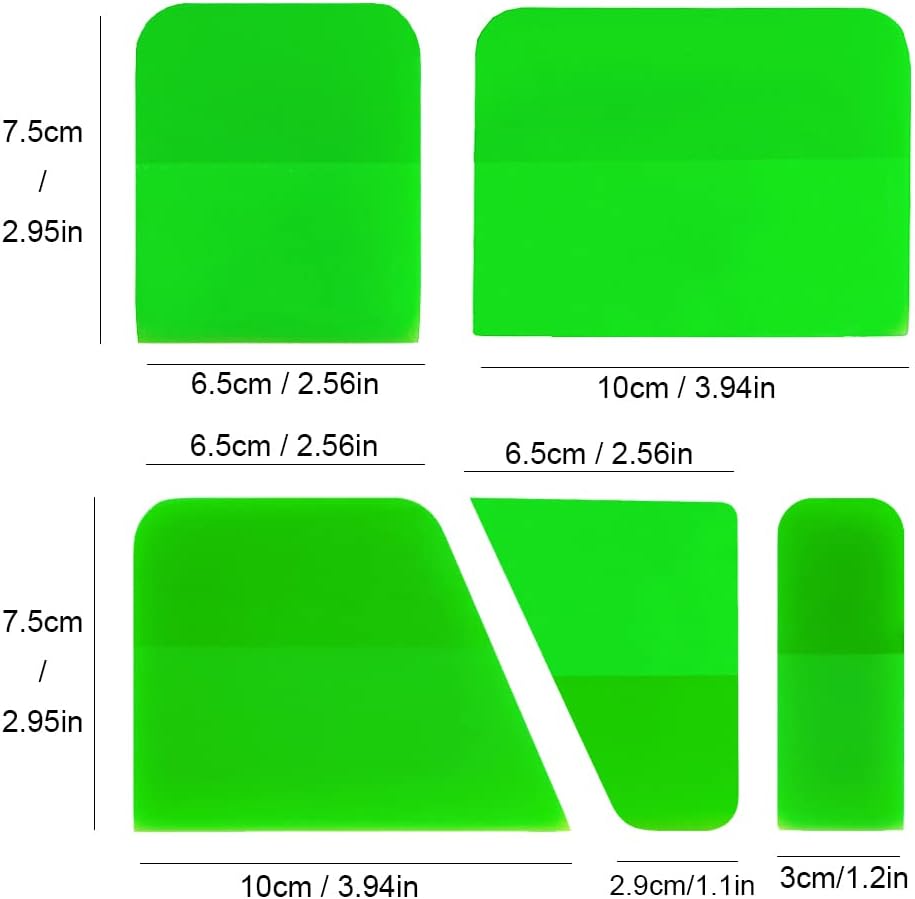 5 Pcs PPF Anti Scratch Rubber Squeegee for Soft Car Tools Auto Silicone TPU Coating Scraper for Vinyl Wrap Protection Film Window Tint Paint Windshield Cleaning Kit (Green)