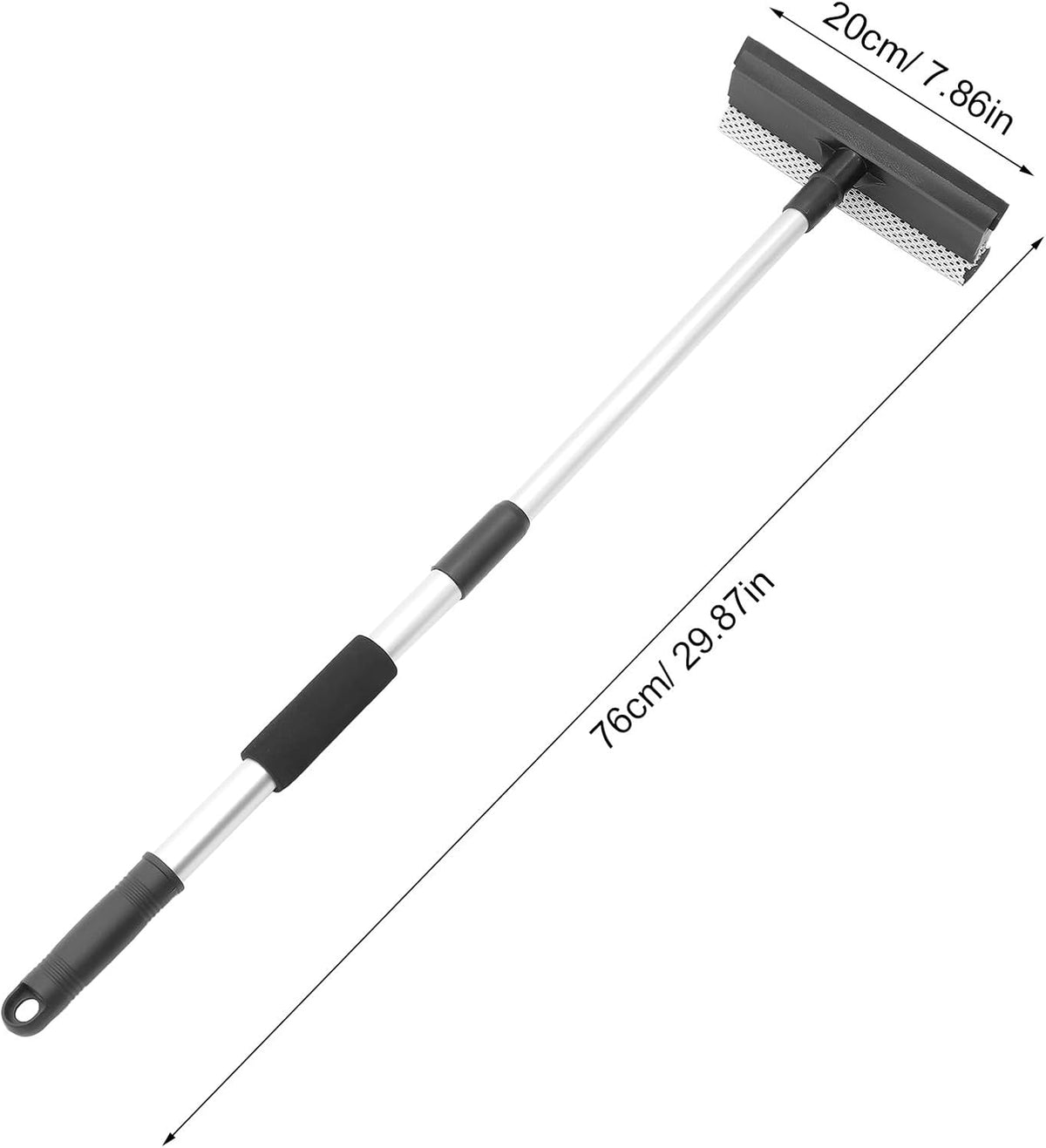 Veemoon Professional Stainless Steel Telescopic Handle Window Squeegee with Double-Sided Glass Scrubber for Car and Home Cleaning, Adjustable Length Car Windshield Cleaner Tool