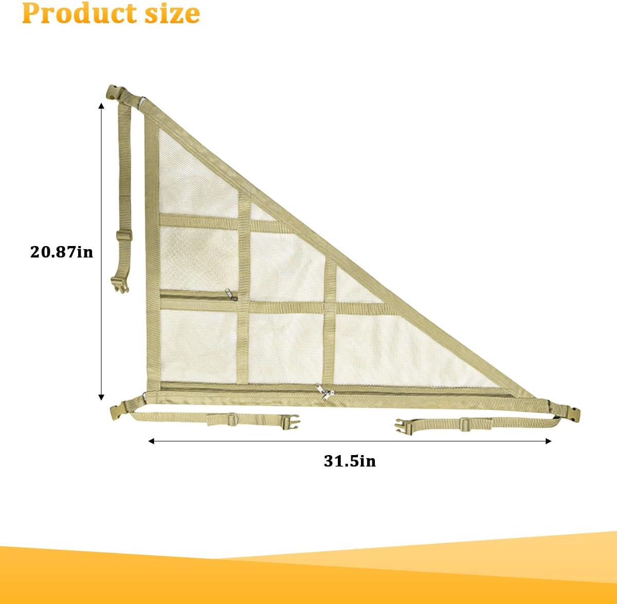 Car Ceiling Cargo Net, 31.50 × 20.87 Inches, 3 & 4 Handle, Beige