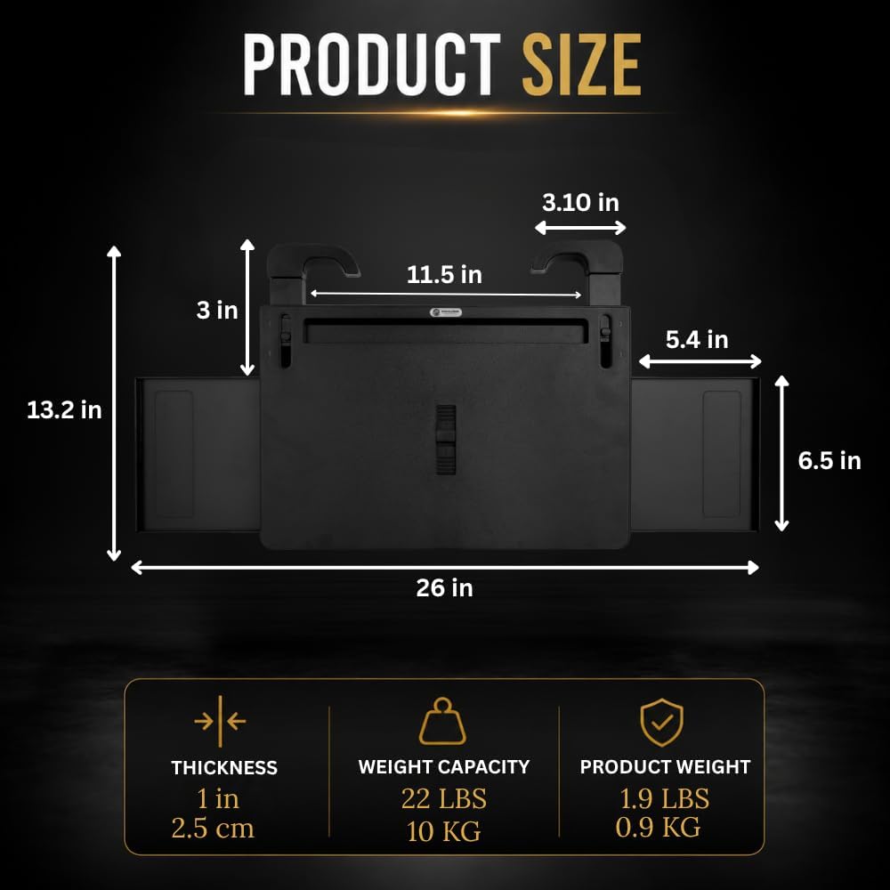3-in-1 Steering Wheel Tray, Car Desk for Laptop, Food Tray for Eating & Work, Adjustable Car Table with Drawer & Anti-Slip Design, Multipurpose Travel Car Accessories