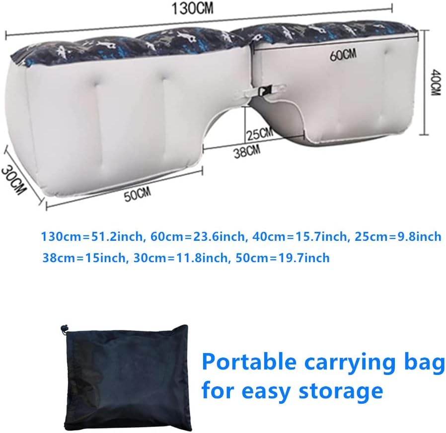 Inflatable Car Air Mattress Back Seat Bed, Universal Back Seat Gap Filler Pad Extender for SUV Camping Sleeping Travel Rest, Two Independent Air Bags