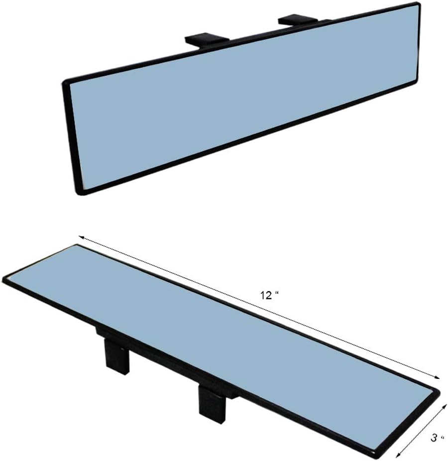 iJDMTOY Wide Angle Flat Rear Clip-On Rear View Mirror For Car Truck SUV