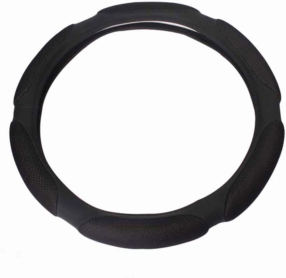 Steering Wheel Cover -Odorless, Cooler Hands in Summer, Warmer Hands in Winter (Black)