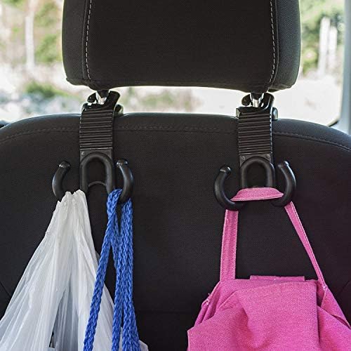 2 Pack Premium Car Back Seat Hooks for Headrest Hanger Holder Hang Purse Grocery Bag Handbag Hat Cloth Coat