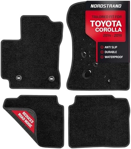Floor Mats for Toyota Corolla 2014 2015 2016 2017 2018 2019 - Custom 3D Fit - 1st and 2nd Row Set - Rubber Anti-Slip Backing - Heavy Duty 22oz Carpet Mat - All Weather Car Liner Floormats