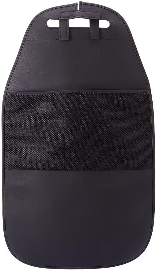 HCMAX 2 Pack Kick Mat Car Seat Back Protector Waterproof Easy to Clean Multifunctional Organizer Storage Bag Travel Accessory PU Leather Black