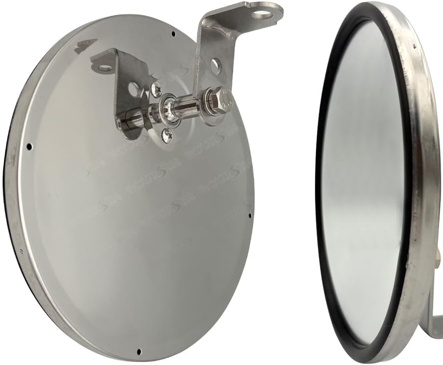 8 Inch Round Convex Mirror Blind Spot Stainless Steel For Truck bus Atv RV Utv "L" Adjustable Bracket 1 Pcs