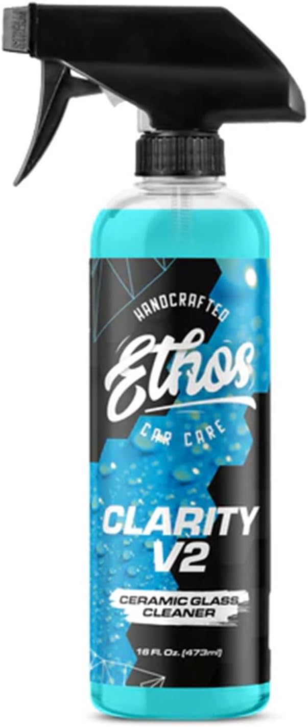 Ethos Clarity V2 – Ceramic Glass Cleaner &amp; Windshield Water Repellent | Streak-Free Auto Glass Cleaner for Car Windows, Mirrors &amp; Tinted Glass | Hydrophobic Protection