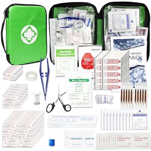 Home-Businesses First-Aid Emergency-Kit for Camping-Car - 300 Pcs Urgent Essential First Aid Kits Refill Supplies with Tourniquet Bandages for Workpalce Green 1st Aid