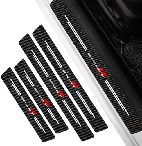 4 Pcs Car Door Sill Protector for GMC Canyon Crew Cab 2023-2026, Scuff Plate Guards Carbon Fiber Leather Anti-Scratch Decorative Entry Step Stickers