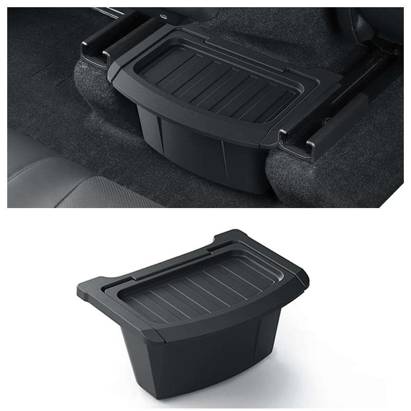 Jawjut Trash Can,Compatible with 2025 2026 Tesla Model Y Juniper,Garbage Can Bin Accessories,Rear Center Console Storage Box Organizer,Black