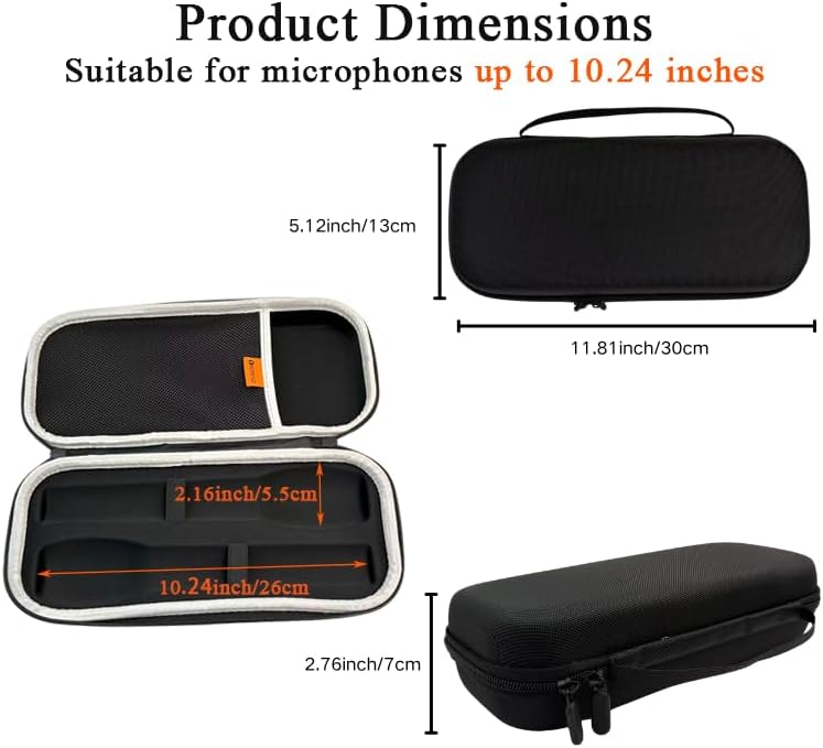 Wireless Microphone Case for JBL Wireless Two Microphone System & PartyBox Wireless Mic, Hard EVA Mic Carrying Case, Dual Mic Bag with EVA Hard Compatible with 10.25-inch Mic - Case Only