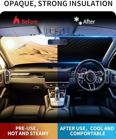Windshield Snow Cover for Car, Heavy Duty Ice Shield with Magnetic Edges, Waterproof UV Block Sunshade for Winter Frost Protection, Fits Most Sedans SUVs Trucks, Easy Install and Remove