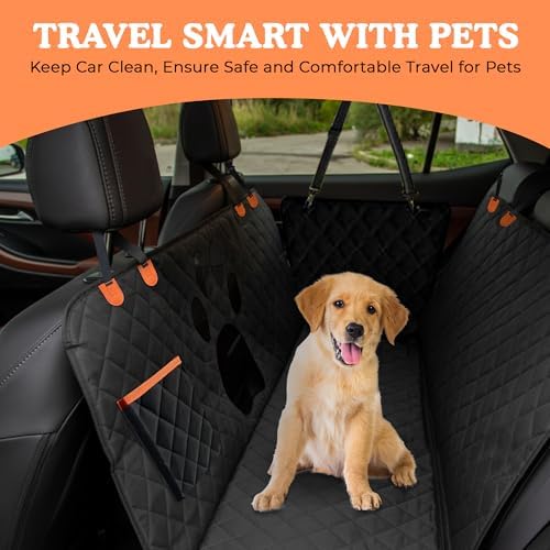 Dog Car Seat Cover For Back Seat, 100% Waterproof Hammock &amp; Back Seat Protector 137*147 cm (54*58 in), Heavy Duty 600D Oxford, Non-Slip, Scratchproof, Easy to Clean, Universal Fit for Cars,
