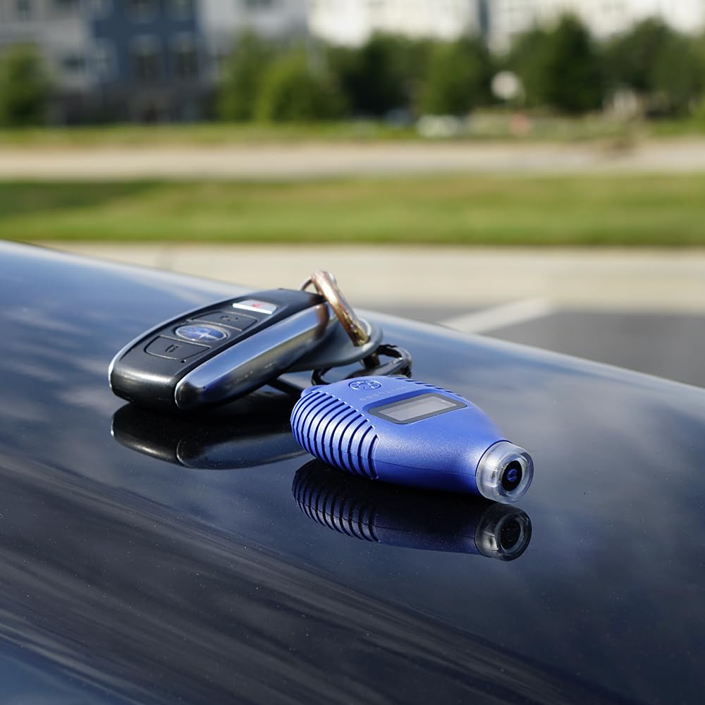 Digital Talking Tire Gauge with Backlit LCD Digital Display, Audible Voice PSI Readout, LED Light and Keychain Hook (Navy)