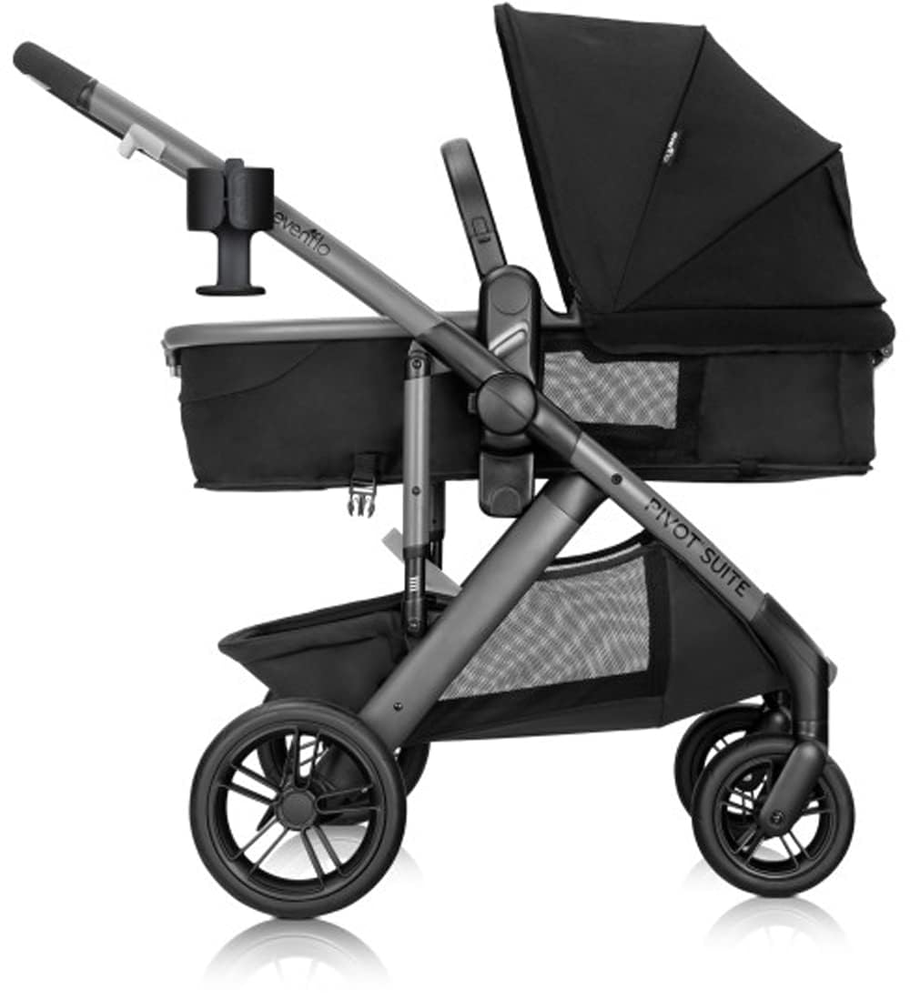 Evenflo Pivot Suite Modular Travel System with LiteMax Infant Car Seat, Dunloe Black