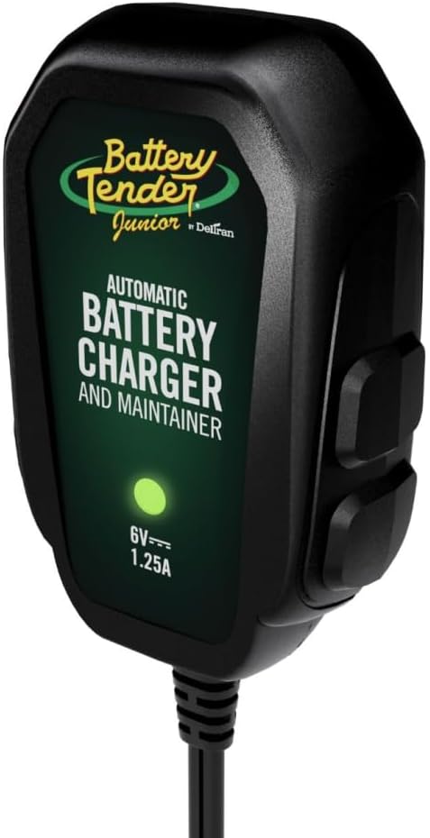 Battery Tender Junior 6V, 1.25 AMP Battery Charger and Maintainer: Fully Automatic 6V Automotive Battery Charger for Cars, Motorcycle, ATVs, and More - 022-0196