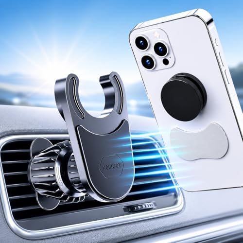 MCCHJoy 2X-Hold Magnetic Car Mount for PopSockets, Easy to Install Air Vent Mount, Adjustable and Secure, Fits All Phones All Socket Grips, Upgraded Vent Clip