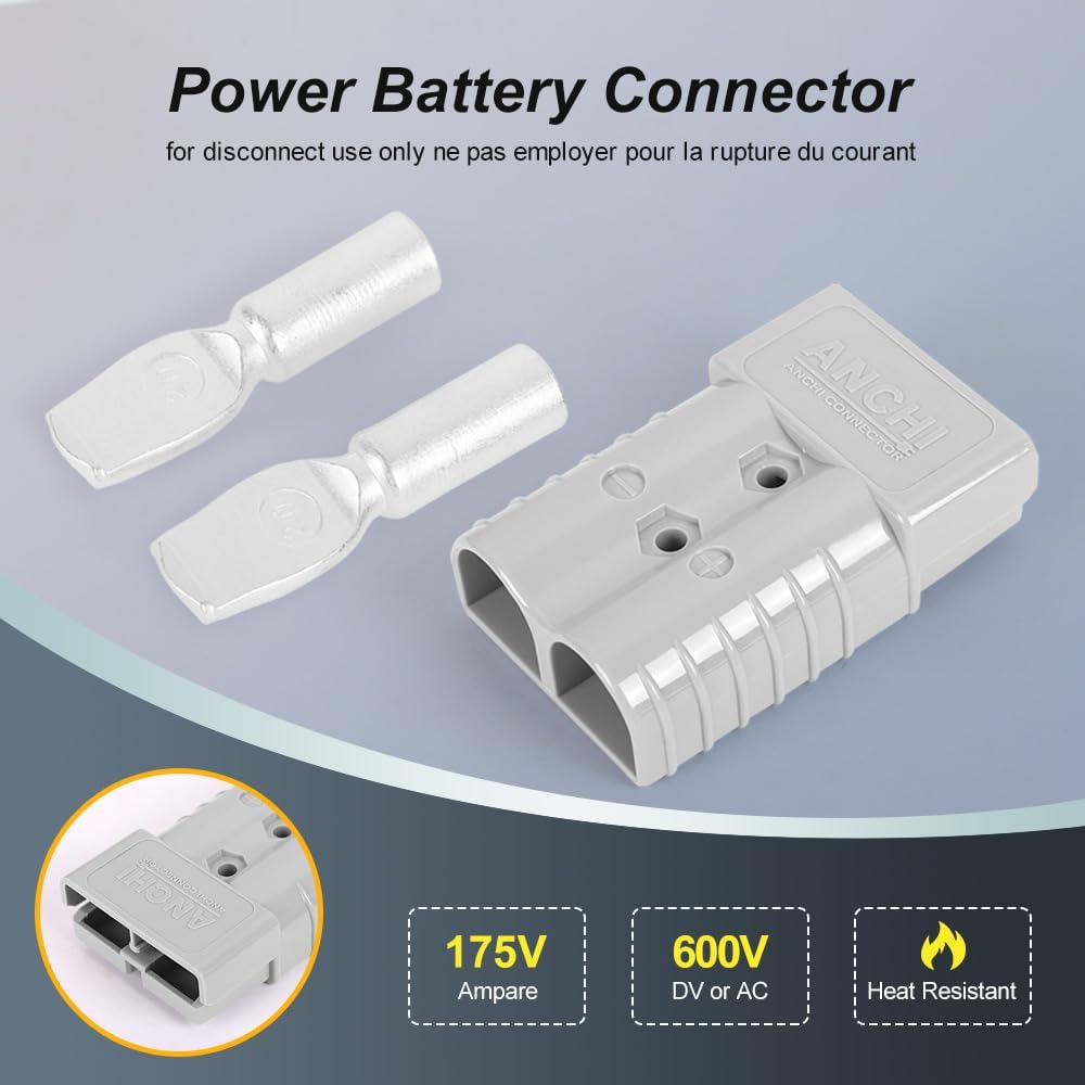 kit 175 Amp Quick Disconnect Connector Plug for Jumper Cable in Traction System Recovery Winch (6PCS 1/0 AWG)