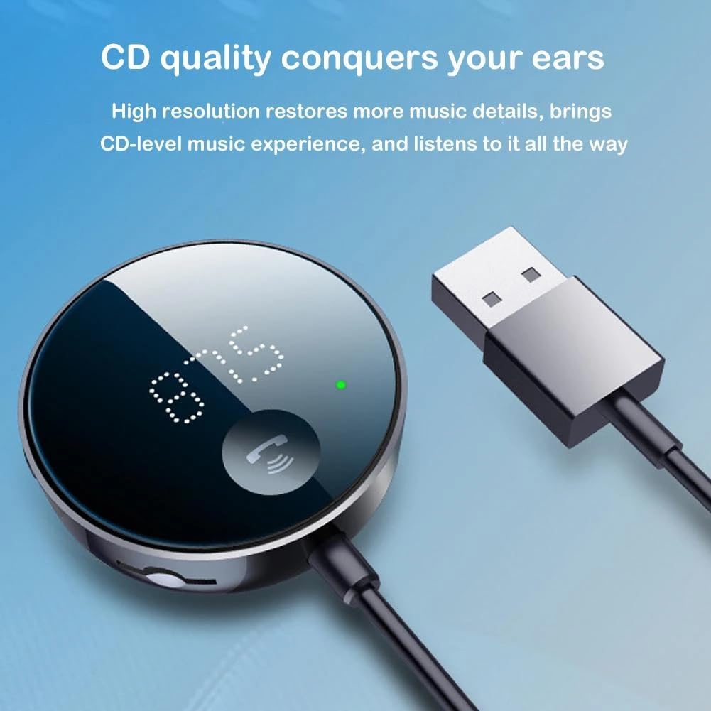 Bluetooth 5.0 Car Adapter, 2 in 1 Mini Portable 3.5mm Bluetooth Aux Receiver for Car, Headphones, Home Stereo Music System