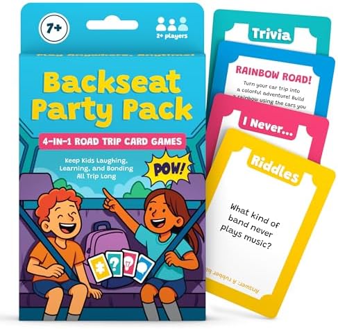 WELL BALANCED Road Trip Games for Kids Travel Essentials, Trivia, Riddles, Car Activities Must Haves for Ages 7+