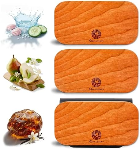 Car Air Freshener - Wood Air Freshener for Visor Clip - Long Lasting Car Odor Eliminator - Vehicle Scent Diffuser - Variety Scent Refill (Amber - Marine - English Pear, CLIP INCLUDED)