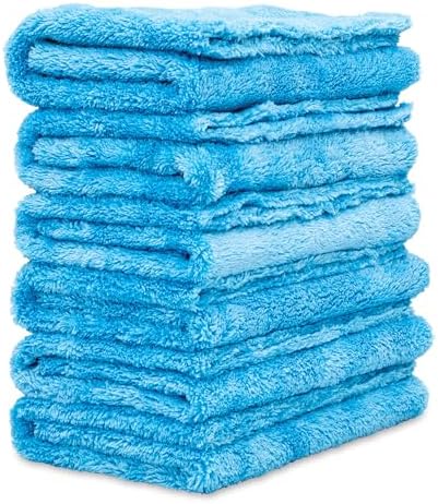 Griot's Garage Microfiber Plush Edgeless Towels, for Car Cleaning, Detailing and Polishing, Scratch-Free, 16” x 16”, Set of 6, 14901
