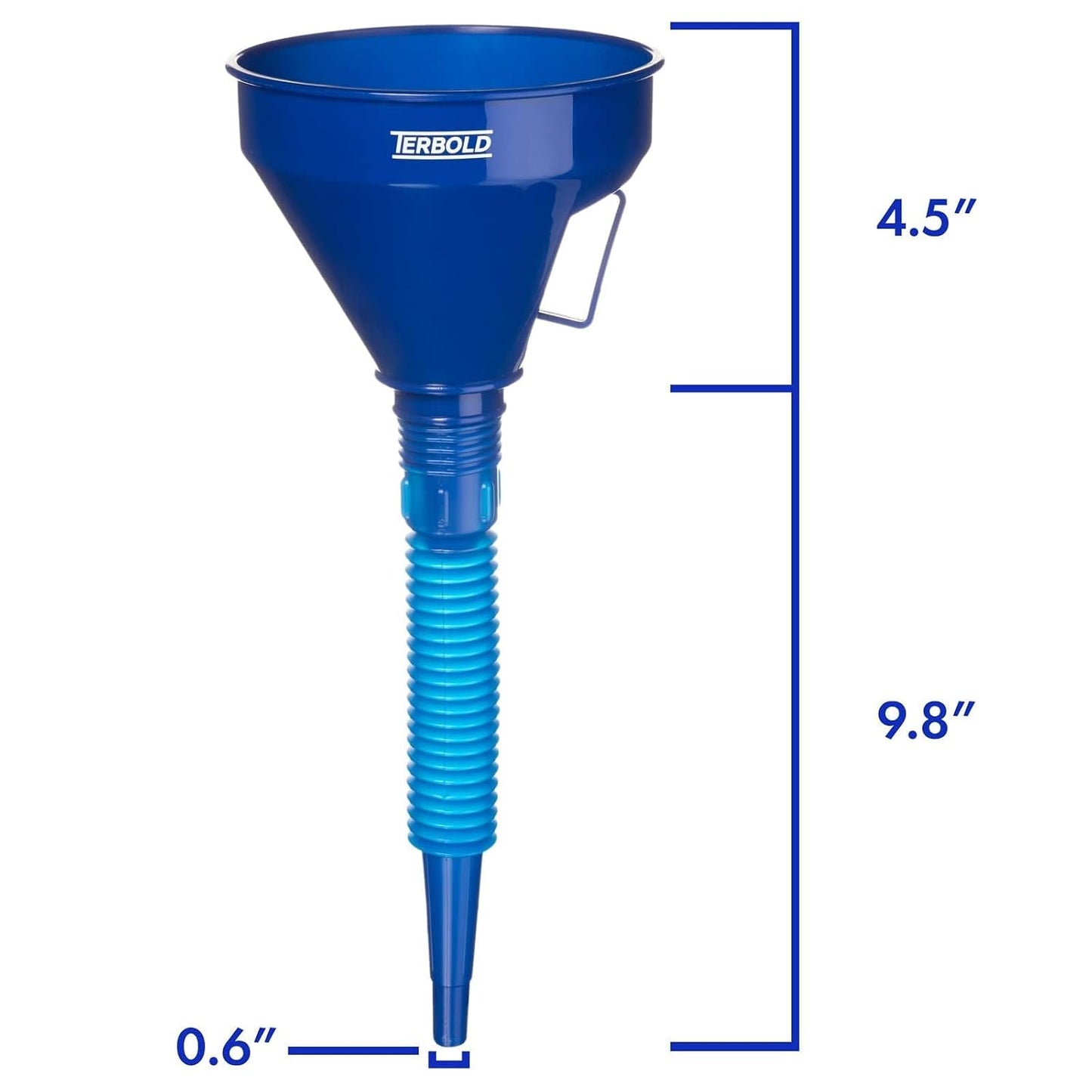 Automotive Flex Funnel with Hose & Mesh Filter (2-Pack) – Wide Mouth Oil Funnel for Gas & Transmission Fluid – Color Coded Flexible Set for Garage & Emergency Kit (Black & Blue)